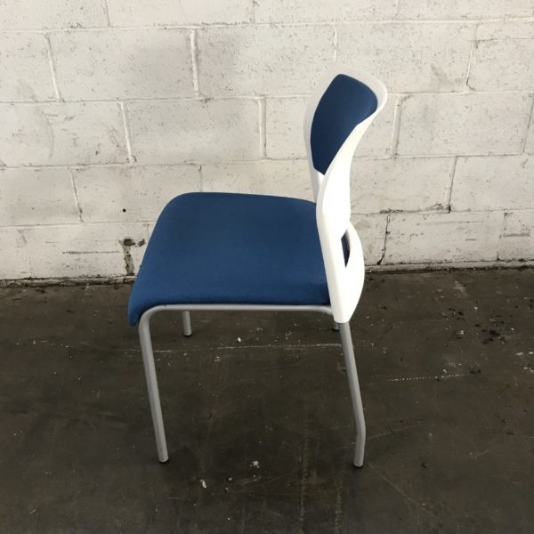 Blue Upholstered White Poly Stack Chair